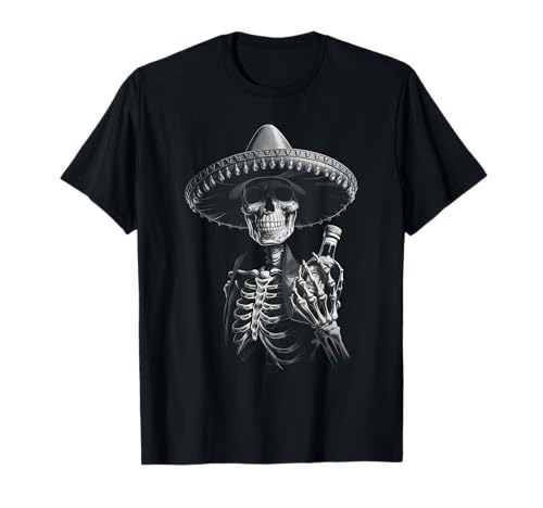 Vintage Mariachi Skeleton Charro Fiesta de Tequila Mexicano Camiseta