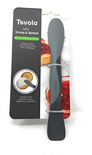 Image of Tovolo Mini Scoop and Spread Tool for Kitchen Meal Prep Small Sandwich Spreader Spatula for Peanut Butter Jelly, Silicone BPA Free Dishwasher Safe Scooper Spreader, Charcoal and Oyster Gray