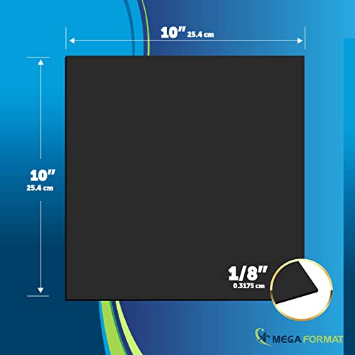 Image of Mega Format Expanded PVC Plastic Sheets - 10 inch X 10 inch Rigid Black Sheet for Crafts, Signage, & Displays - Sintra, Celtec PVC Board - Waterproof for Outdoors Use - 1 /8 inch 3mm Thick - 1-Pk-Black