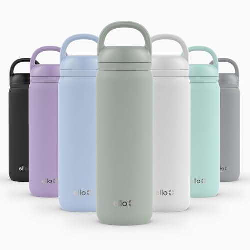 Image of Ello Cooper Twist 22oz Stainless Steel Water Bottle with Chug Lid | Leak Proof Double Walled and Vacuum Insulated | Fits Car Cupholder | Built in Carry Loop | Dishwasher Safe | Sage