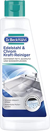 Dr. Beckmann Edelstahl Glanz-Reiniger | Schnelle Reinigung und streifenfreier Glanz von Edelstahl-Oberflächen | Mit hoher Fett-Löse-Kraft | 250 ml