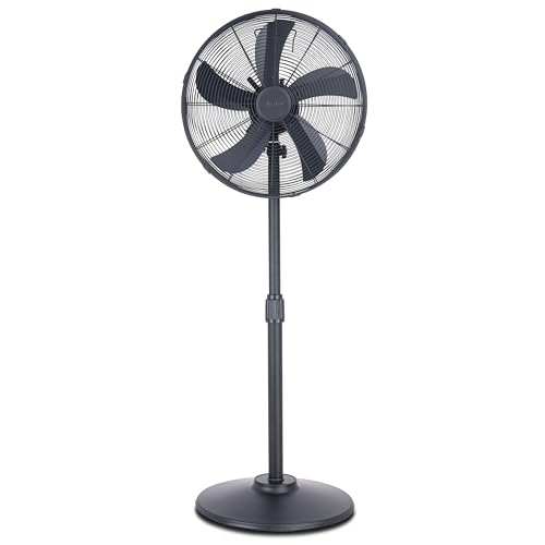 Air Pro 16″ Pedestal Fan Adjustable Height Metal Standing Fan Wide-Angled Oscillation With Powerful Airflow For Instant Cooling 4 Speeds Compact with Quiet Operation to use at Home Office or Bedroom
