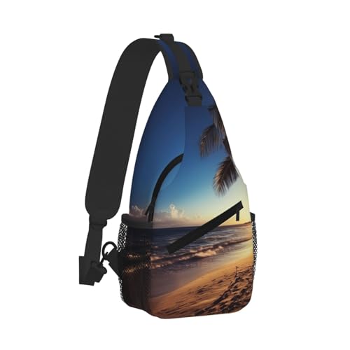 Night Beach View Printed Cross Chest Bag Diagonally Chest Messenger Bag2