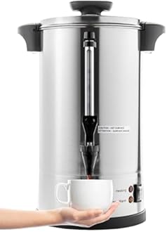 SYBO SR-CP-50B Commercial Grade Stainless Steel Percolate Coffee Maker Hot Water Urn for Catering, 50-Cup 8 L, Metallic