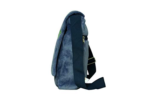 Garden Of Arts houses Soft Buddies Cool Dude Sling Bag Side Bag made of Velvet Cushion Grey Bluish Colour with teen boy design extra soft Set of 1, M