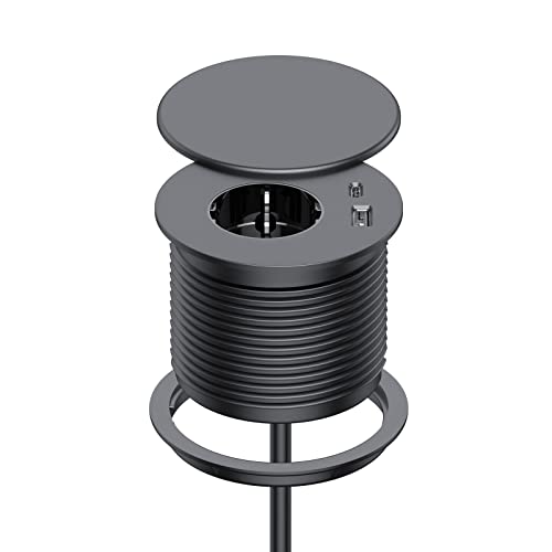 Enchufe empotrable con USB C, toma Schuko y tapa de protección para mesas de oficina 1
