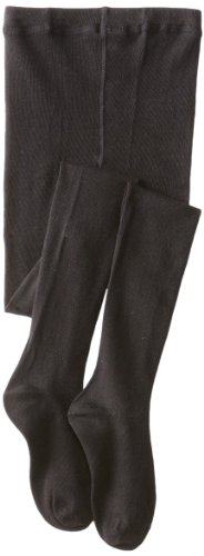 Jefferies Socks Big Girls' Seamless Organic Cotton Tights, Black, 10-14 Years