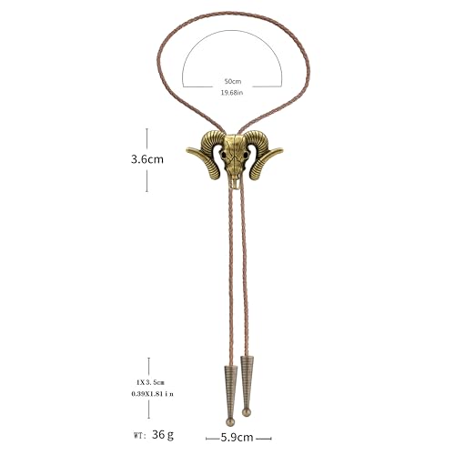 Image of Jeilwiy Bolo Tie for Men Western Cowboy Tie Necklace Gold Bolo Tie Leather Necktie Halloween Tie Accessories for Women