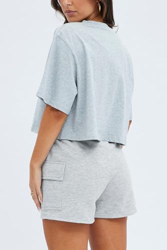 Women Workout Fitness Lounge Comfy Sweat Shorts Athletic Running Drawstring Terry Cotton Shorts3