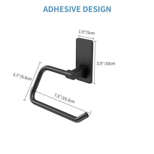 Image of 2-Piece Towel Ring, Adhesive Hand Towel Holder for Bathroom, Modern Style Towel Hangers Wall-Mounted Hand Towel Rack for Bathroom, Matte Black