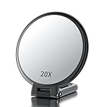 Beautifive Hand Mirror with Handle 20X/1X, Double Sided Magnifying Make up Mirror with Stand, Foldable Hand Held Compact Mirror for Makeup, Portable Travel Makeup Mirror for Women
