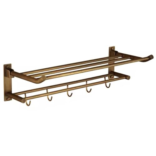 Rack de serviette en laiton robuste avec tablette supérieure rabattable pour toilettes