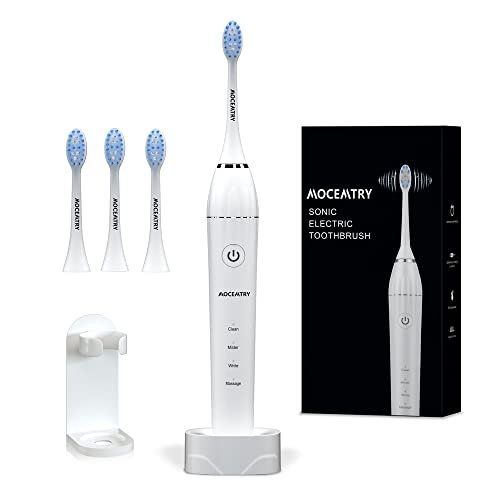 MOCEMTRY Sonic Electric Toothbrush with 4 Duponts Brush Heads, 33000 VPM, 4 Cleaning Mode, IPX7 Waterproof Electric Tooth Brush