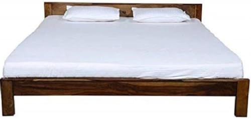 Image of Sheesham Wood King Size Bed Without Storage|Bed|Single Bed |Double Bed Solid Wood Queen Bed (Finish Color - Walnut, Delivery Condition - DIY(Do-It-Yourself))