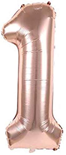 Party Time - 40inch Jumbo Number Foil Balloons, Rose Gold Huge Number Balloons Giant Letter Balloons for Baby Birthday Party, Wedding, Bridal Shower Engagement Photo Shoot, Anniversary etc. (1)