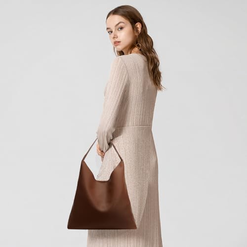Slouchy Leather Hobo Tote for Women, High-Capacity Shoulder Handbag2