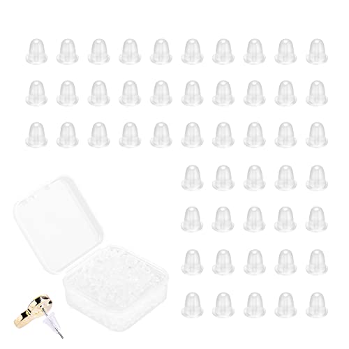 Jaimela Fermoirs de Boucles d'Oreilles Silicone[500 Pièces], 4*4mm Boucle d'Oreille Dos de Sécurité Transparents, pour Remplacement Bricolage Cover