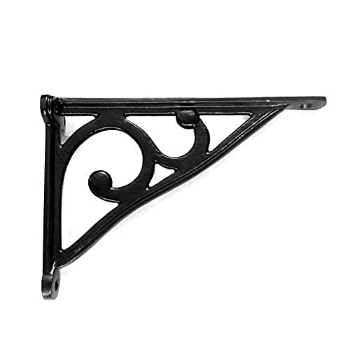 Ziolte Set Of 8 Cast Iron Wall Shelf Brackets 7.5 Inches, Ornate Pattern In Black Finish; Includes Mounting Hardware,Suitable For Walls, Clocks And Other Accessories #TOP2
