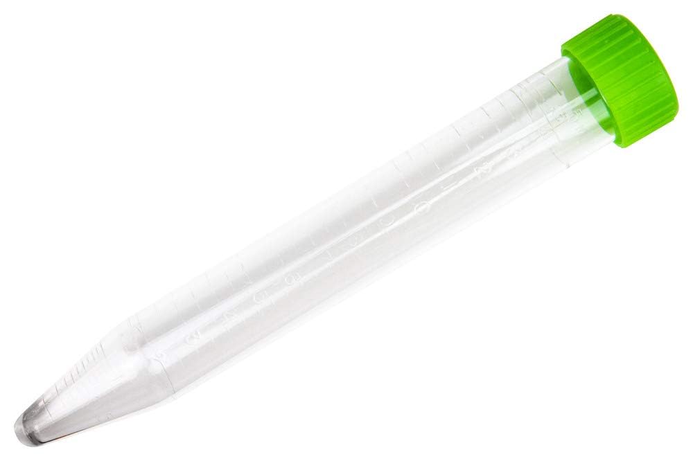 Caplugs Evergreen 240-2448-G50 CT15 Series 15 mL Centrifuge Tubes with Caps, Natural Polystyrene (PS), Conical Bottom, Up to 6,200 x G, Molded-in Easy-to-Read Graduations (Pack of 1000)