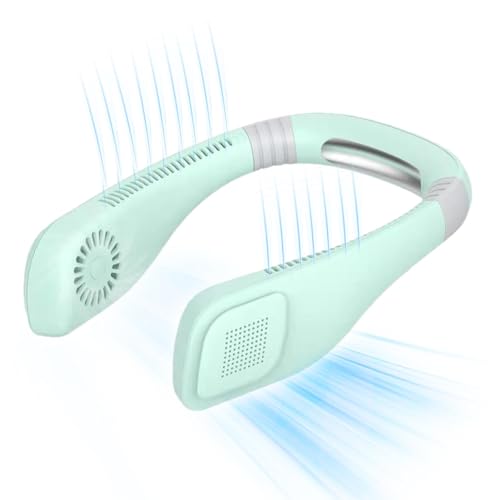 Kuxiptin Ventilador de cuello sin cuchilla, ventiladores portátiles recargables - Ventiladores de enfriamiento de flujo de aire de 360 grados sin cuchilla | Ventilador manos libres sin cuchillas,