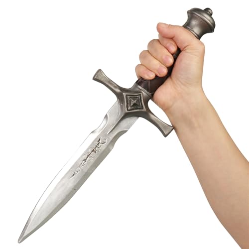 HOTTERCOS 15 Fake Foam Short Sword Viking Dagger Knife Fantasy Medieval Props for Halloween Cosplay LARP Party (Brown)