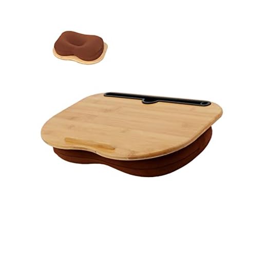 SUMISKY Lap Desk-Portable Laptop Table with Bamboo Platform Phone Holder Pillow Cushion Anti-Slip Stopper on Bed & Sofa S(15"x11")