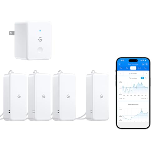 GoveeLife WiFi Hygrometer Thermometer 4 Pack, Smart Humidity Temperature Sensor with App Notifications, 2-Year Free Data Storage Export, Temperature Humidity for Bedroom, Wine Cellar, Basements