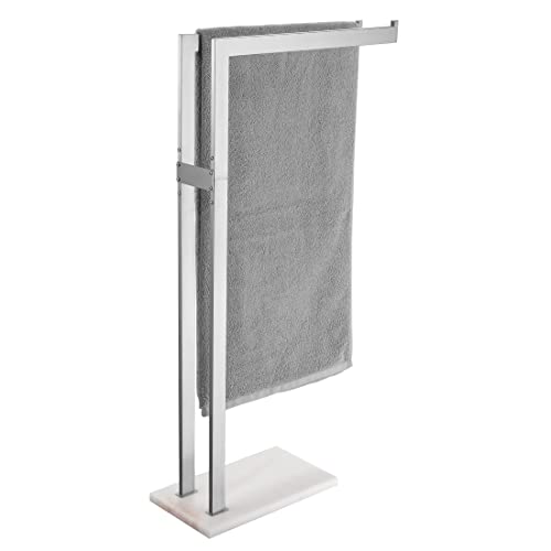 Kes Standing Towel Rack With Heavy Marble Base, Double L-Shape Towel Stand For Bathroom Floor, Modern Towel Drying Rack Sus304 Stainless Steel Brushed Finish, Bth227-2 #TOP27