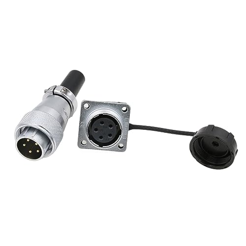 HangTon WS20 5 Pin Aviation Circular Connector Solder 10A Plug Chassis Socket for Industrial Power Electrical Application 14awg Cable
