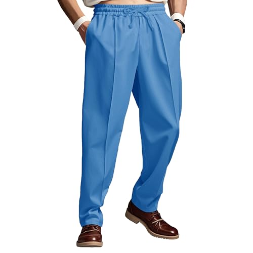 Mens Casual Pants Wide Leg Lightweight Open Bottom Sweatpants Drawstring Pleated Jogger Yoga Pants with Pockets
