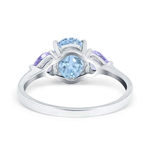 Blue Apple Co. Three Stone Oval Art Deco Wedding Engagement Bridal Ring Simulated Cubic Zirconia 925 Sterling Silver3