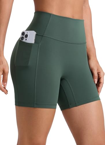 Image of CRZ YOGA Secretsculpt Biker Shorts Pockets 5'' | Booty Scrunch Butt, Butterlift, Buttery Soft, Moderate Compression, Workout, Pilates, No Front Seam, High Waist, for Women