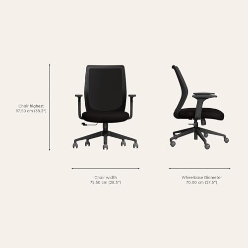 Image of Interio by Godrej Curv Premium Mesh Wide Back Ergonomic Chair for Work from Home /Study | 1 Year Warranty | Height Adjustable Chair | Heavy Duty PP Base | DIY Installation (Black)