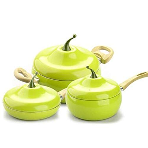 Juego de utensilios de cocina Sartén para frutas Olla para leche Olla para cocinar Olla para sopa esmaltada Cacerola Cocina de inducción Olla caliente de aluminio Cazuela (paquete variado amarillo)