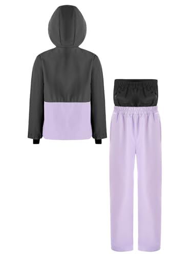 YEAHDOR Kids Girls 2 Piece Snowsuit Thick Warm Winter Hooded Coat with Pants Set Snowmobile Snowboard Ski Suit4