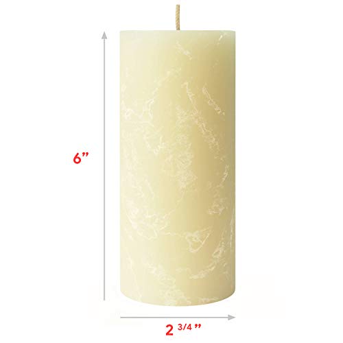 Simply Soson 3x6 Inch Egg Shell Ivory Textured Bulk Set Unscented Pillar Candles, Drip-less, Smokeless, Long and Slow Burning Candle Sticks. Perfect for wedding, Party and Home Decoration (Pack of 3). - Thumbnail 2
