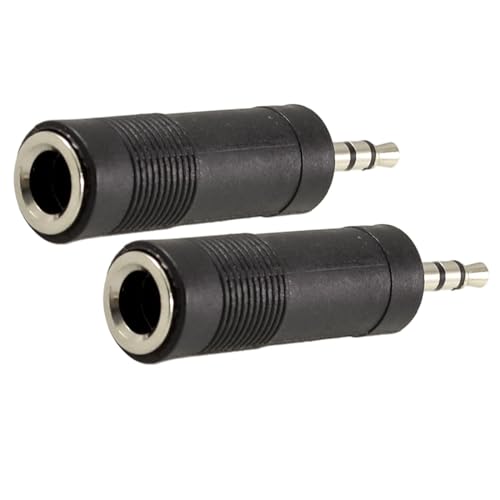 uxcell adaptador Jack audio 3.5mm macho a 6.35mm hembra 2 piezas miniatura 5