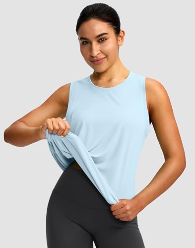 Image of Women's Workout Tops Racerback Athletic Tank Tops Sleeveless Loose Fit Yoga Running Gym Shirts for Women