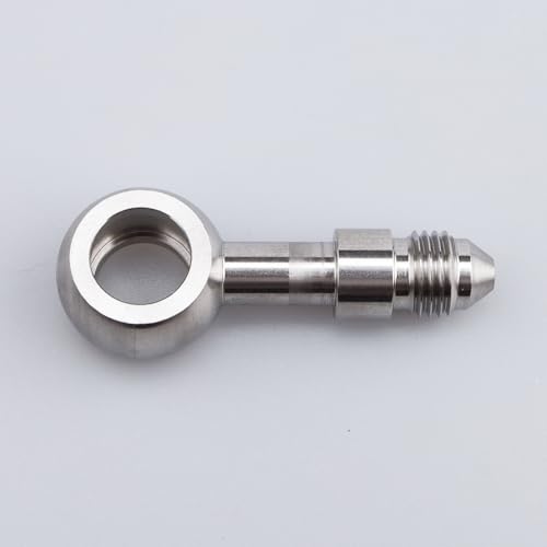 Image of Stainless Steel Banjos Brake Fitting Straight -4 AN Male Flare 7 /16-20 Thread AN4 12.2mm Hole Diameter