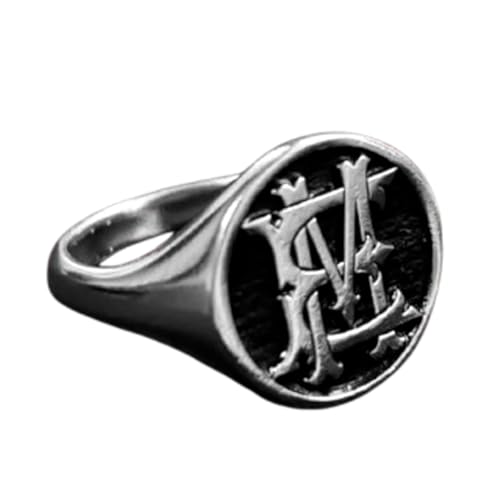 Bague double monogramme en argent 925 massif et sa chevalière ronde d'exception