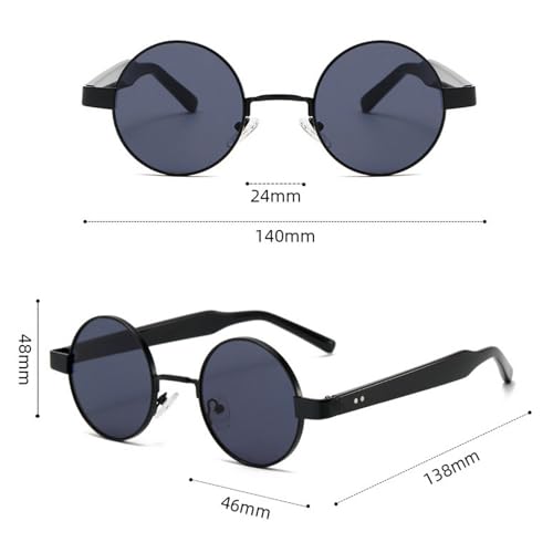 Retro Round Sunglasses for Men Womens Vintage Trendy Circle Sunglasses Male Metal Punk Sun Glasses UV400 Protection4