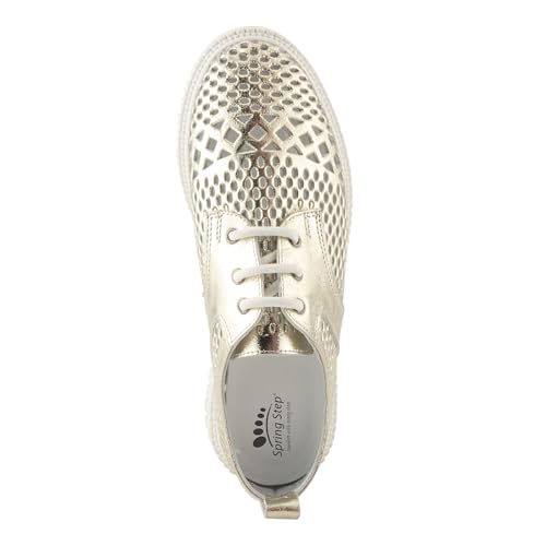Spring Step Women's Mulan Lace-up Leather Sneaker – Perforated Design with Removable Insoles4