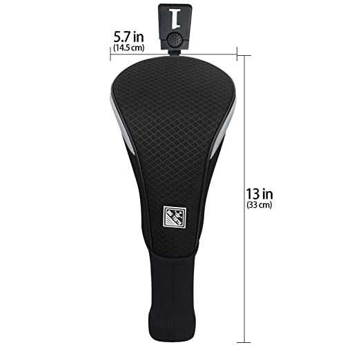 Big Teeth Golf Club Head covers Wood for Driver Fairway Hybrid with No.Tag Long Neck Balck Meshy Knit - Image 5