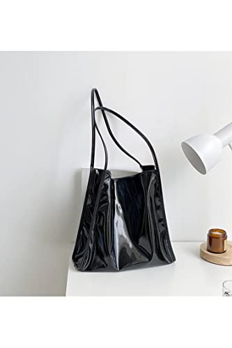 Ulisty Women Patent Leather Bag Soft Tote Bag Shiny Shoulder Bag Minimal Purse Fashion Handbag2