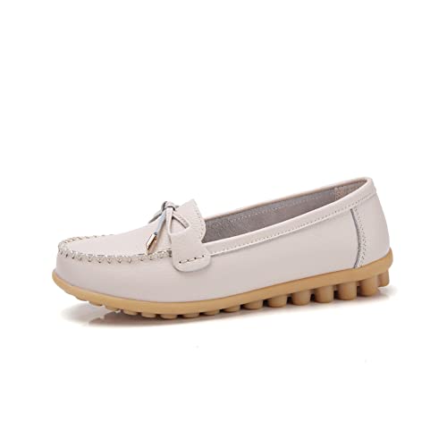 Image of Momuk Women's Penny Loafers Leather Driving Moccasins Slip On Boat Shoes Fashion Comfort Flats