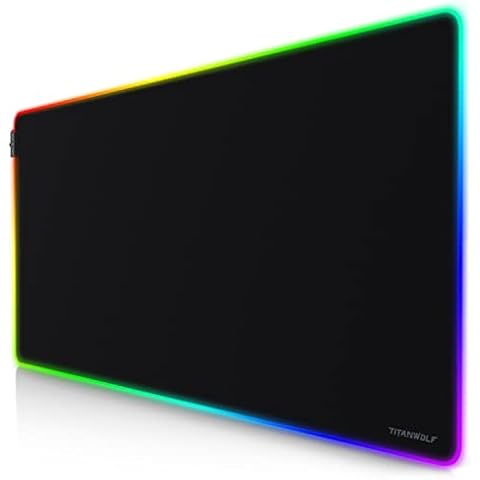 Titanwolf - XXXL RGB Gaming Mouse Mat - 1200 x 600 mm - Mouse Pad - LED multi color - 7 LED colors plus 4 effect modes - for precision and speed - rubberized underside - washable Cover