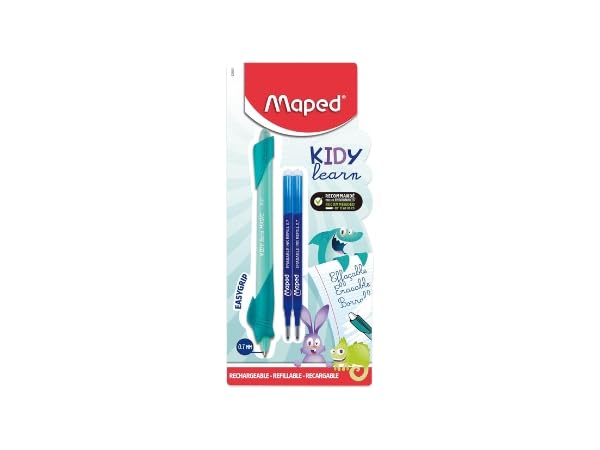 Maped - Kidy Learn Erasable Pen - Children's Animal Pen with Eraser, Ergonomic Refillable - with 2 Refills - School Supplies for Learning to Write - Back to School Accessory