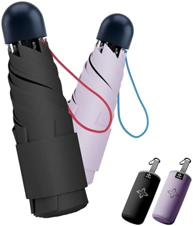 LILAC Mini Reise-Regenschirm, Kühlender UV-Schutz, leicht & kompakt | Mit UPF 100+ Sonnenschutz und Neopren-Tasche, ideal für Handtasche, Rucksack, Schule & Reisen - für Damen, Her