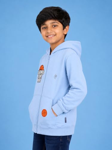 Image of Unisex Kids Solid Full Sleeve Zip Front Open Hooded Sweatshirt