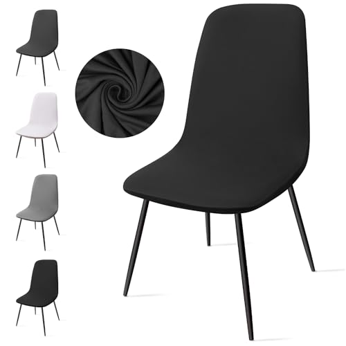Coprisedie con Schienale 4 Pezzi, Copertura delle Sedia Lavabile Estraibile Coprisedia Moderna Coprisedia per Sala da Pranzo Elastica Fodere per Sedia Adatta per Casa, Hotel (C-Nero,4PCS)